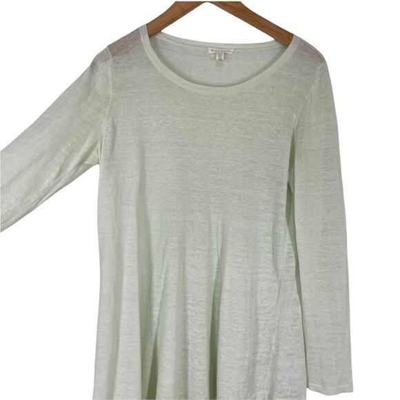 Eileen Fisher Asymmetric Linen Blend Crepe Tunic in Mint Green Small - Picture 5 of 7